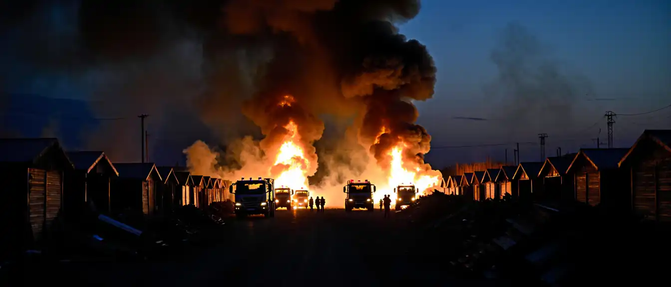 Крупный пожар на строительном рынке в деревне Наро-Осаново охватил две тысячи квадратных метров
