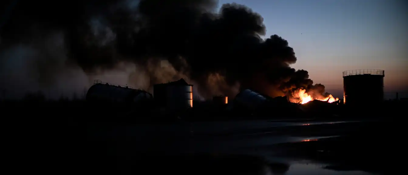 В Хмельницкой области продолжается тушение крупного пожара на объекте нефтепродуктов